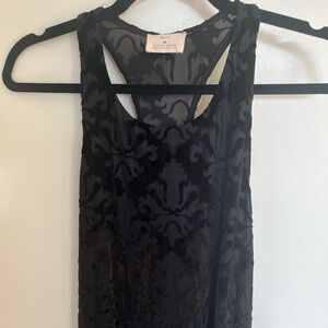 Anthropologie Black Velvet Midi Dress